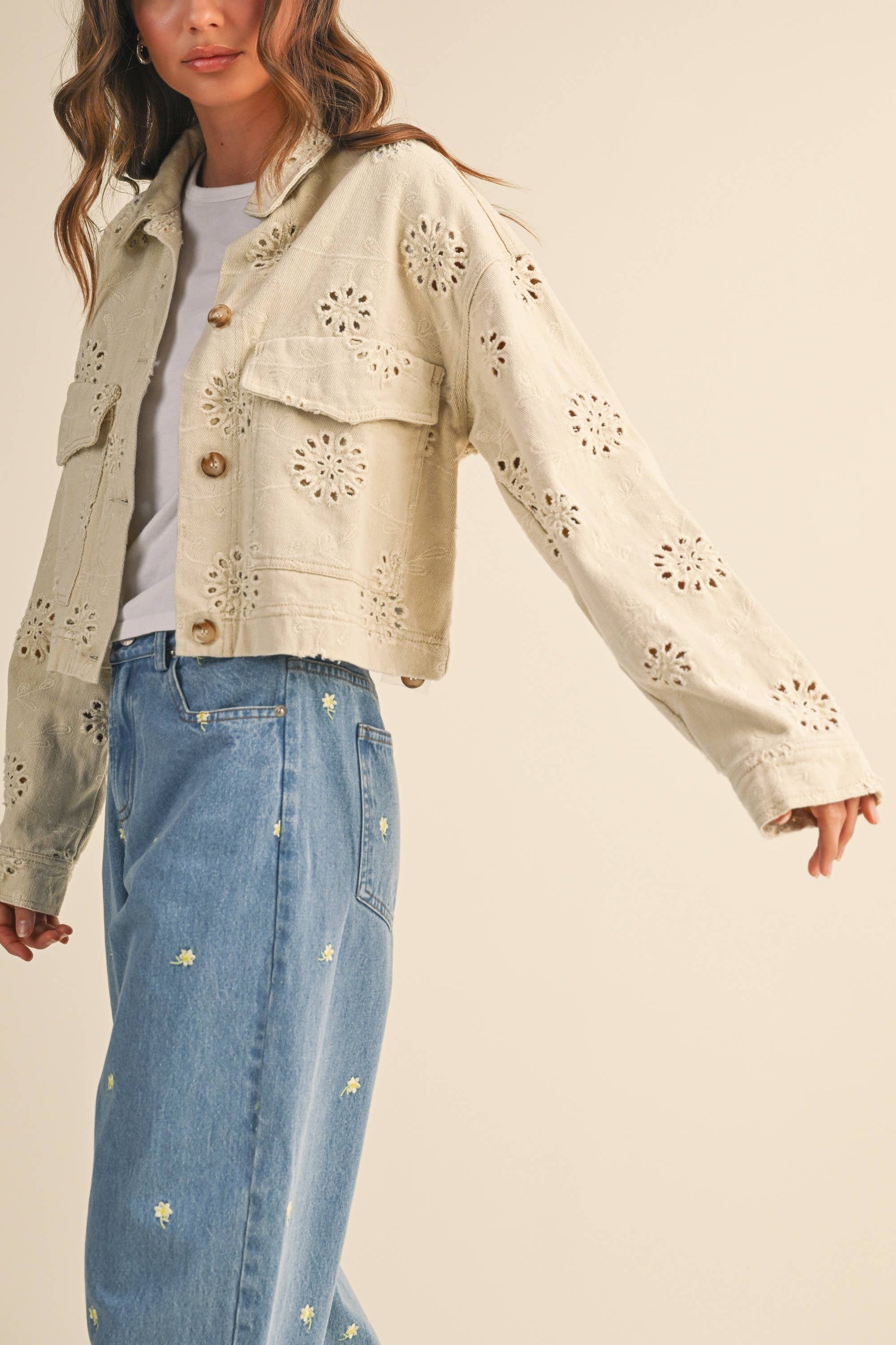 Eyelet Edge Cropped Jacket