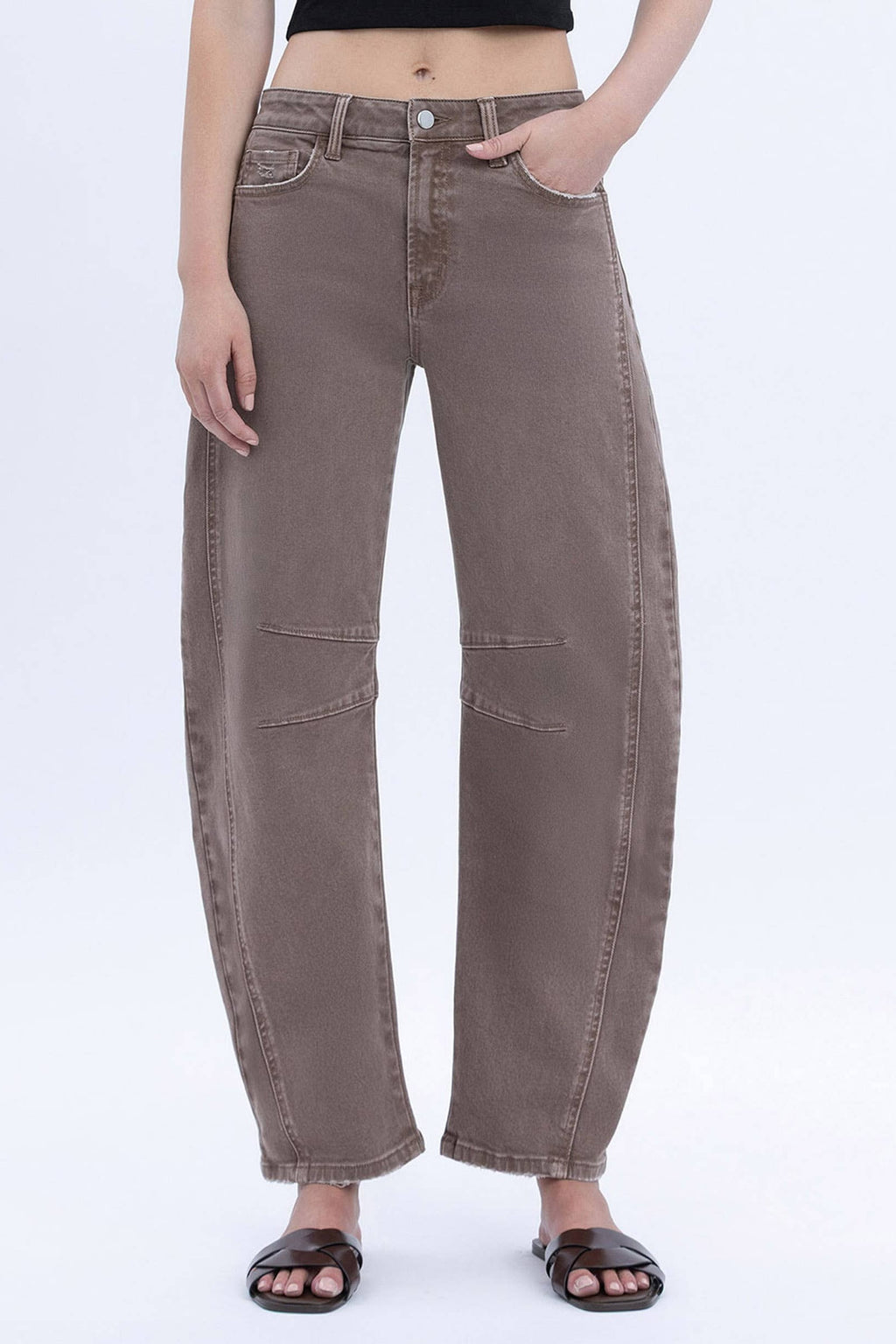 Stonewashed Crop Barrel Jeans
