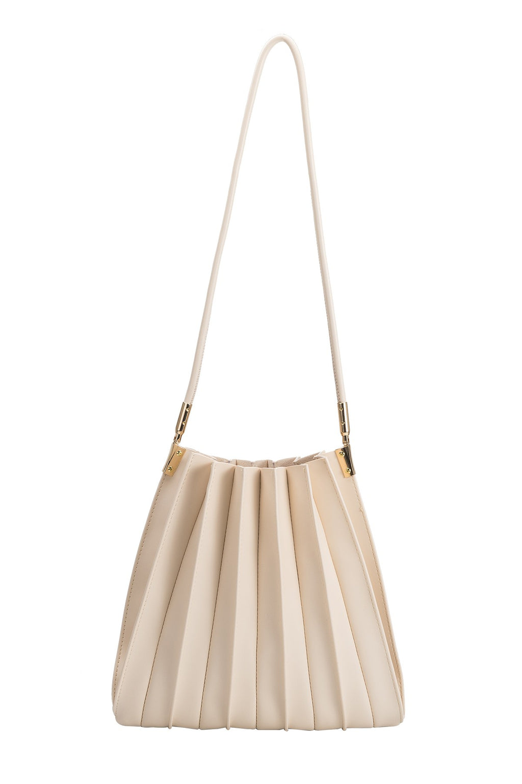 Carrie Pleated Vegan Shoulder Bag in Ivory