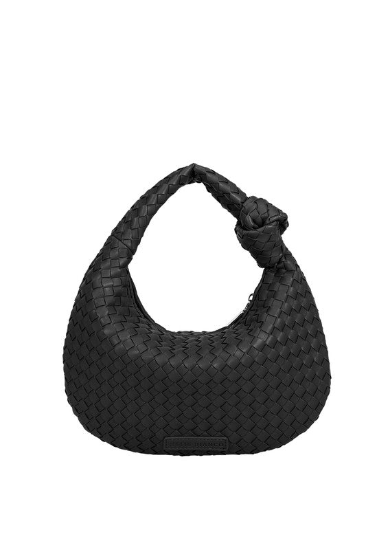 Drew Recycled Vegan Woven Top Handle Bag in Black