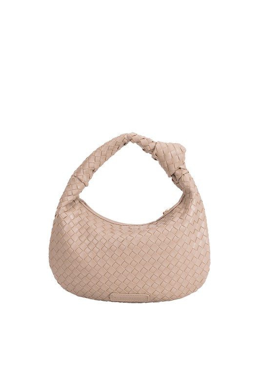 Drew Woven Top Handle Bag in Nude