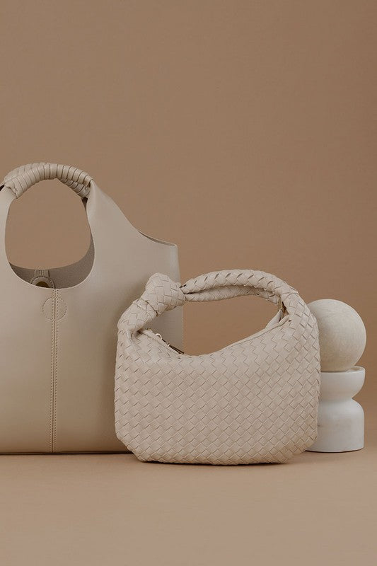 Drew Recycled Vegan Woven Top Handle Bag in Ivory