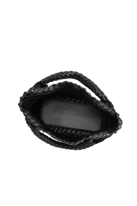 Eloise Recycled Vegan Woven Tote Bag in Black