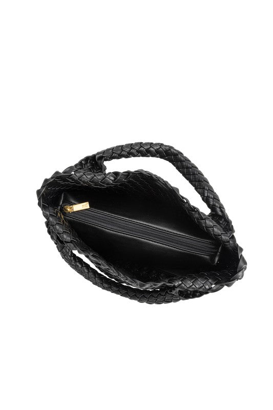 Eloise Recycled Vegan Woven Tote Bag in Black