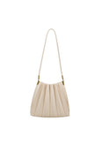 Carrie Pleated Vegan Shoulder Bag in Ivory