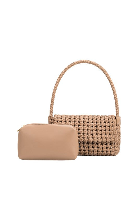 Shelly Recycled Vegan Shoulder Bag in Tan