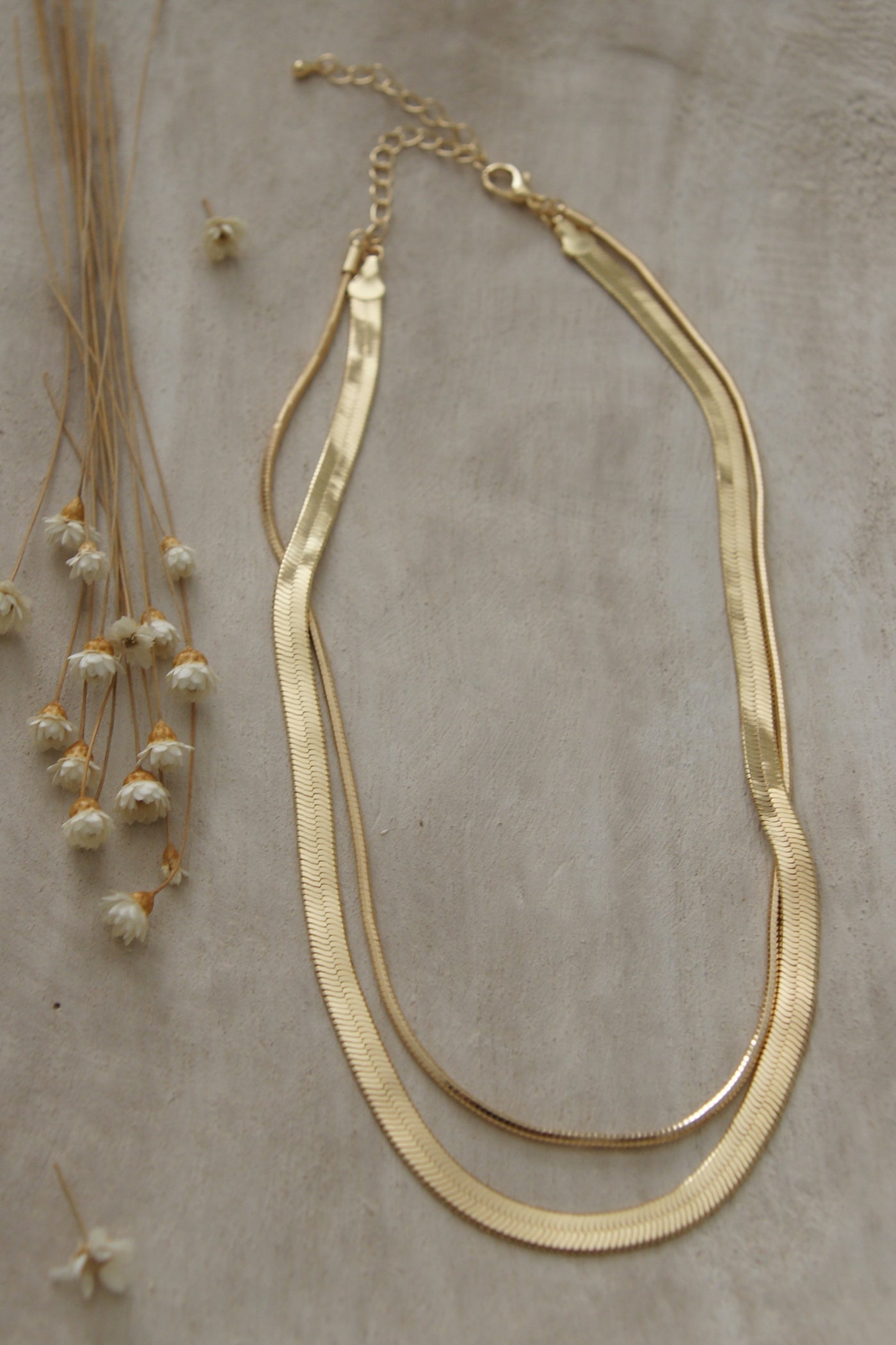 Gianna Layered Snake Herringbone Necklace
