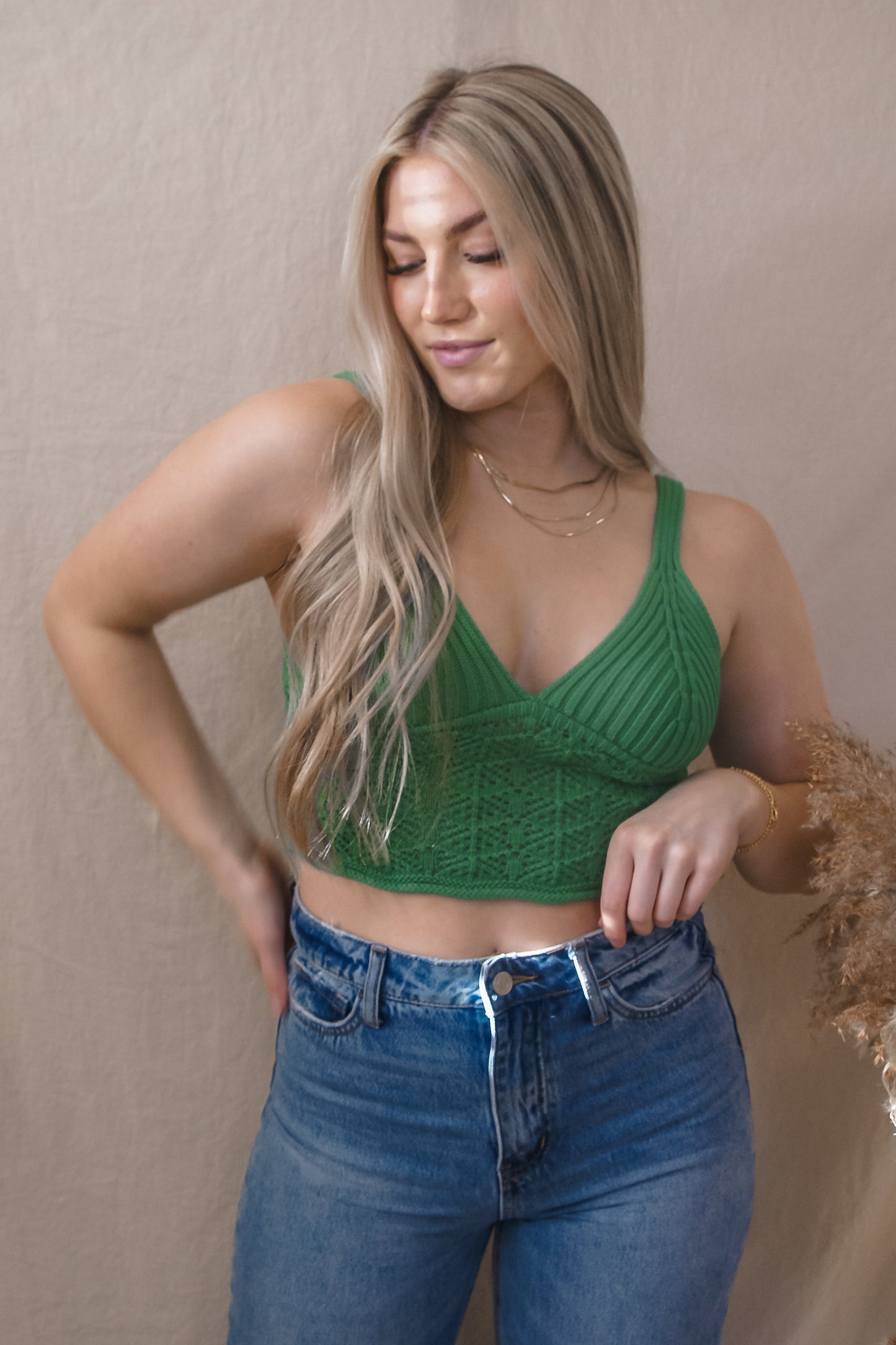 Barely There Knit Tank in Green
