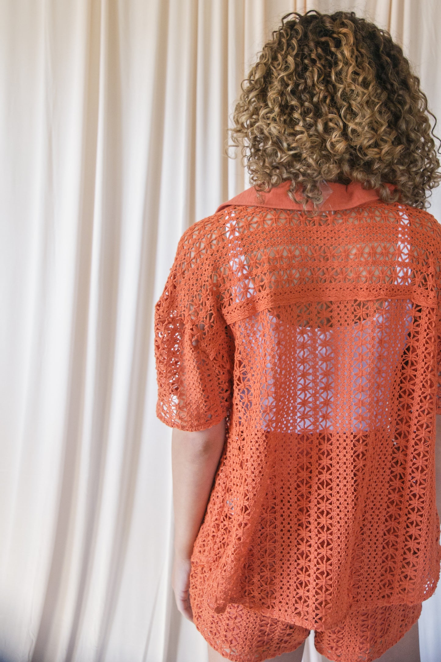 Solana Crochet Shorts Set in Rust
