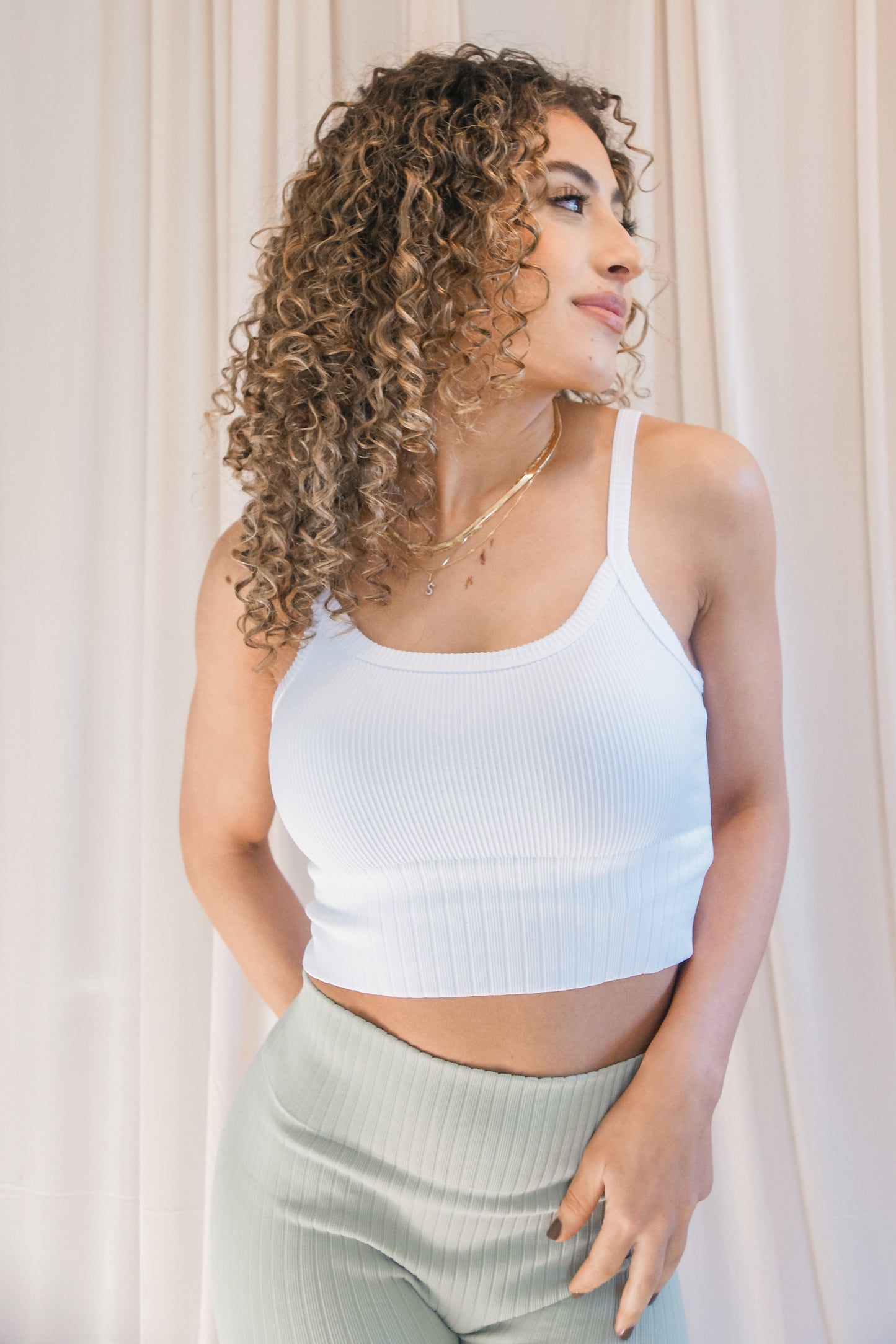 Nico Ribbed Crop Top in White