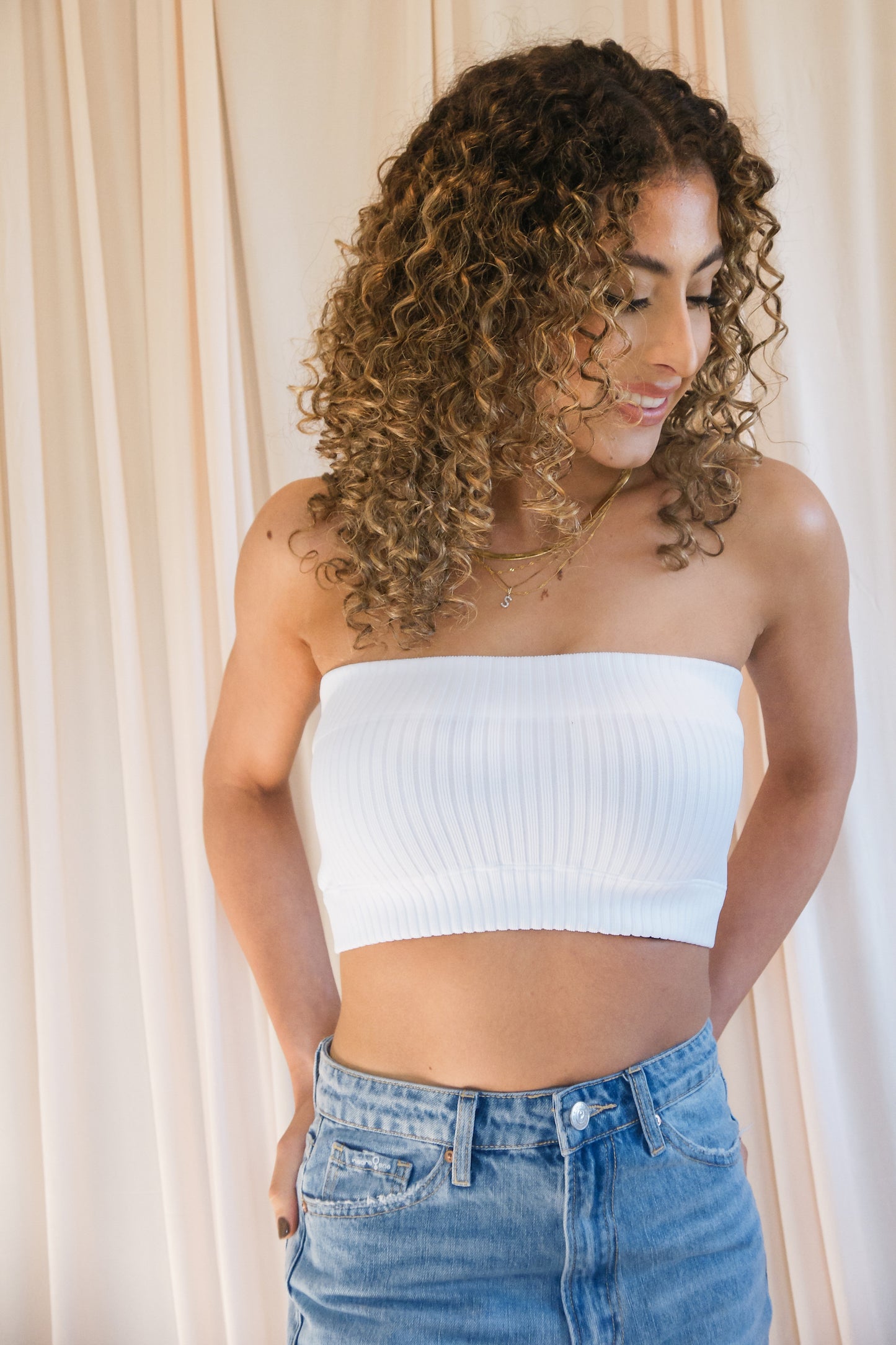 Collins Ribbed Tube Top in White